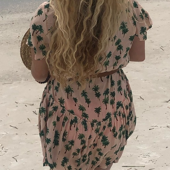 Cream dress with palm trees print - Picture 4 of 4